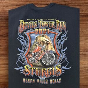 Devils Tower Run Sturgis Black Hills Rally Motorcycle Graphic T-Shirt‎ XL